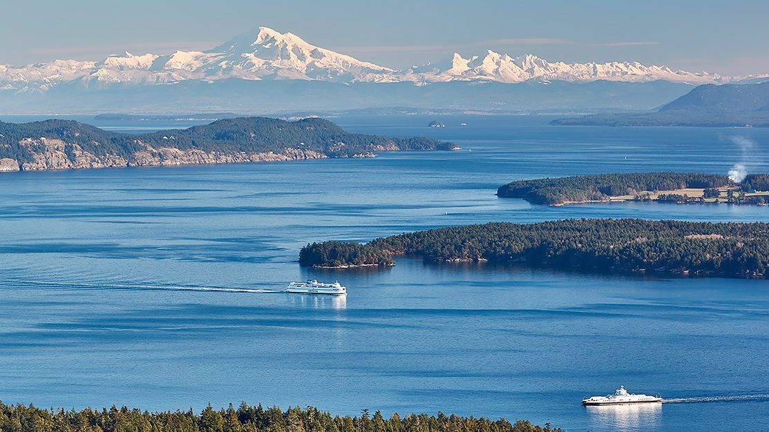 Salt Spring Island to the other Gulf Islands, Mount Baker and the North Cascades